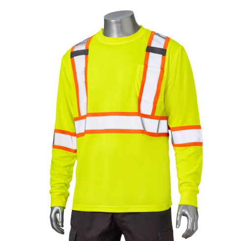 Reflective Tape Safety T-Shirt W/ Pocket & Dual Mic Tab | Safety yellow